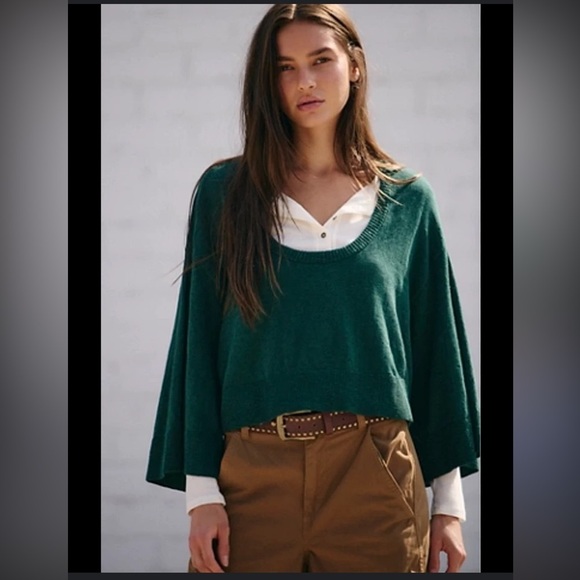 Free People Beach Dionne Green Sweater Top Size Large - Picture 1 of 4